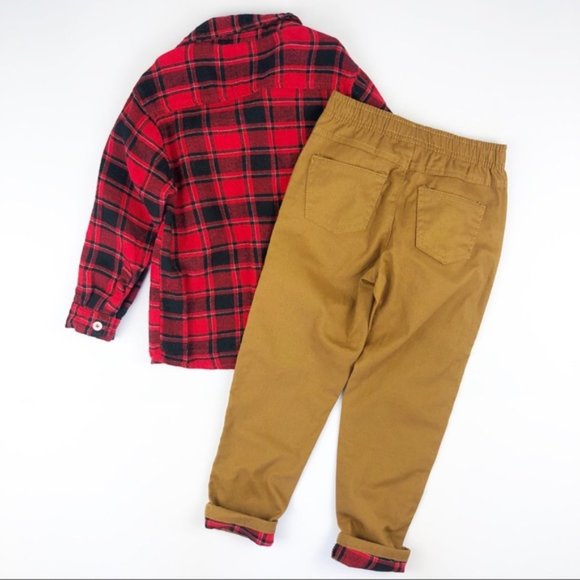 Matching Sets Red Plaid Shirt Khaki Pants Outfit 4t Poshmark